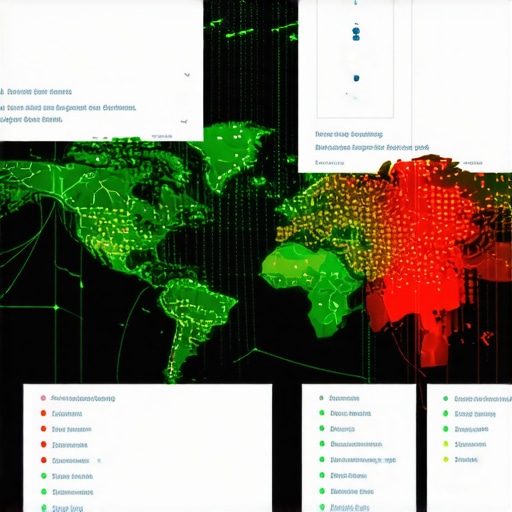 A digital map showing local SEO ranking strength across a city using a grid-based heatmap with green and red indicators.