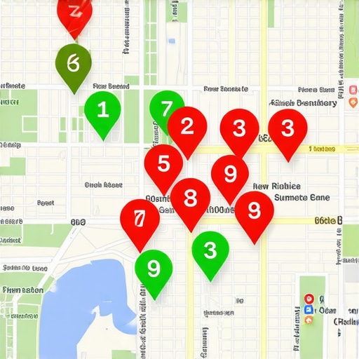 Geogrid tool showing local pack optimization results across a city map.