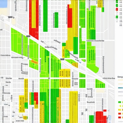 A grid map showing local search rankings across a city area to track 3-pack visibility.