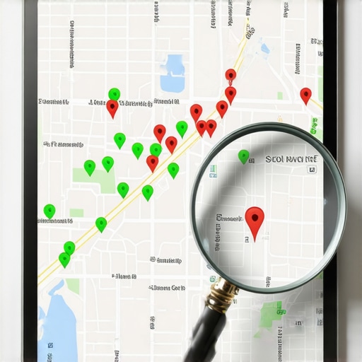 A digital tool showing local 3-pack ranking positions across a geographic grid for maps optimization.