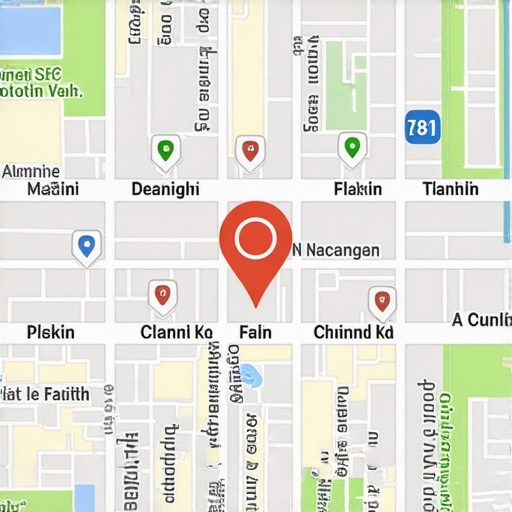 A visual representation of local rank tracking showing business visibility across different geographic points in a city.
