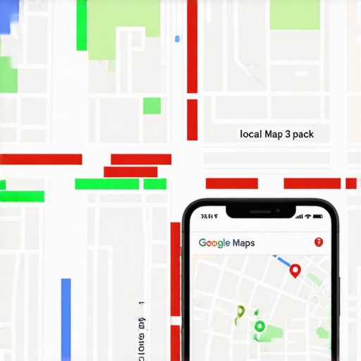 A visual representation of hyper-local SEO grid tracking over a city map for 3-pack optimization.