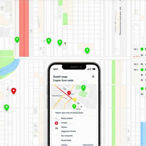 A digital dashboard showing local search ranking grid and 3-pack results on a smartphone.