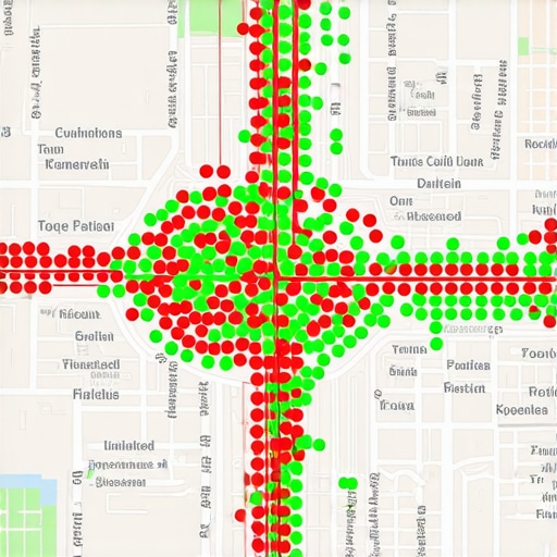 A visual heatmap showing local 3-pack ranking positions across different city blocks.