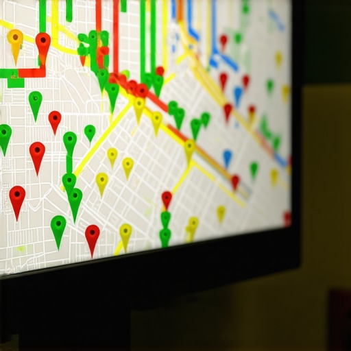 A digital map showing a grid of local ranking positions for a business to monitor its 3-pack visibility.