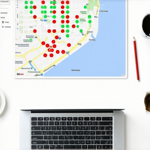Local SEO Heatmap Ranking Grid Heatmap visualization showing Google Maps 3-pack rankings across a specific city area.