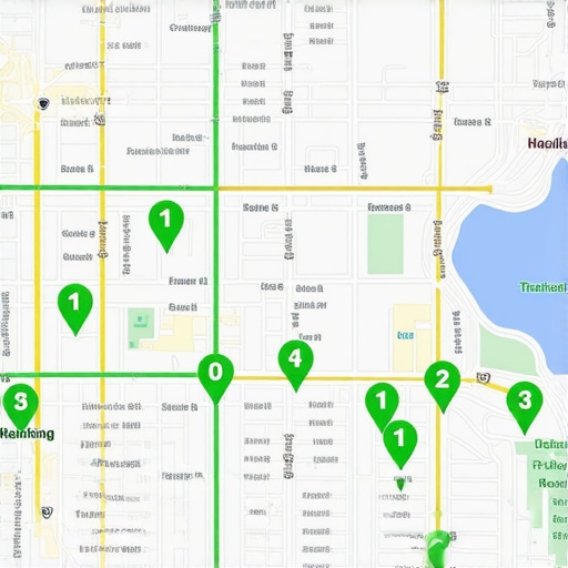 Local SEO Heatmap Tool for Rank Maintenance A digital heatmap showing successful top 3 rankings across a local geographic area on Google Maps.