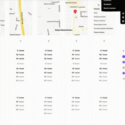 A visualization of a local search ranking grid used for tracking map visibility across different neighborhoods.