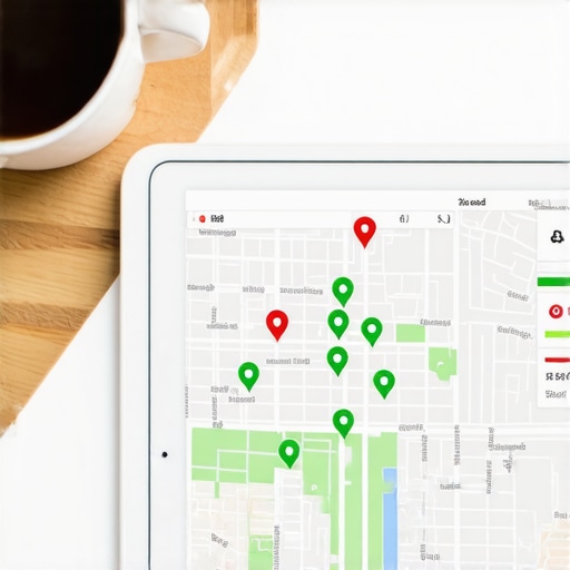 A map grid visualization tool showing local search rankings across different neighborhoods.