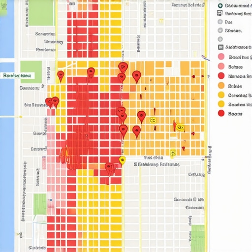 Local SEO Ranking Heat Map Analysis A visual representation of local pack ranking positions across a specific geographic area.