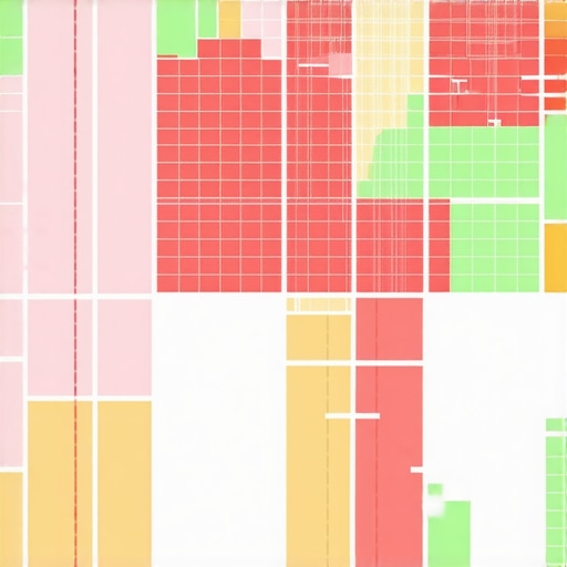 Local SEO Ranking Heatmap Visualization A geogrid heatmap showing how Google Maps rankings change block by block in a local area.