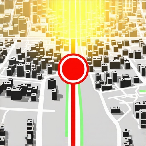 An illustration showing how an oversized service area can cause a business map pin to lose ranking authority.
