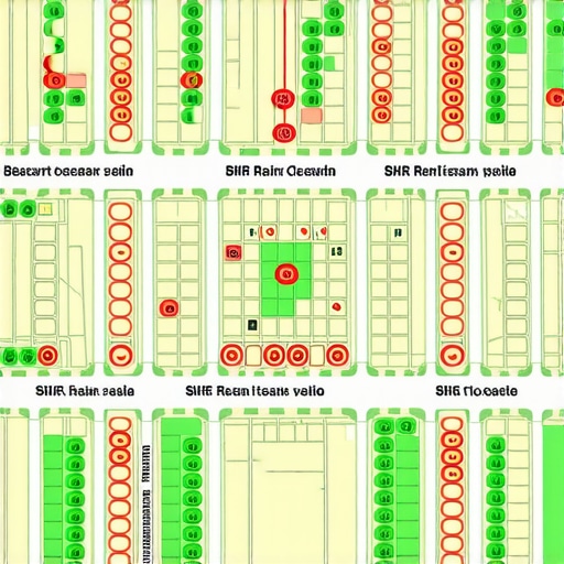 A visualization of 3-pack rankings across a suburban area showing proximity-based visibility.