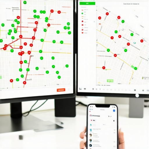 A visual representation of tracking local pack rankings using a search grid tool across a city map.