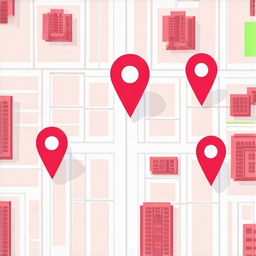 A visual representation of a local rank tracking grid showing business positions in different parts of a city.