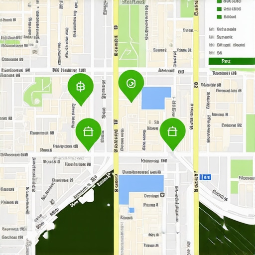 A map showing local search rankings with green indicators for top 3 pack positions.
