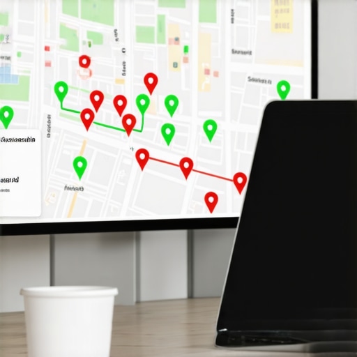A digital map showing local SEO ranking positions across various geographic points in a city.