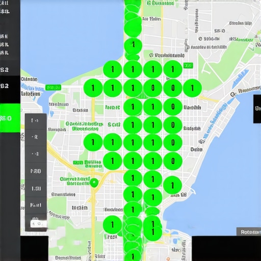 A visual map showing local ranking positions across a specific geographic area.