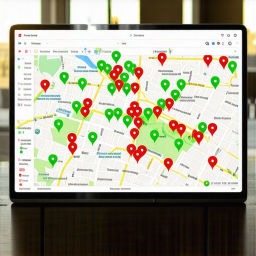 A grid-based heat map showing local search ranking positions across a neighborhood.