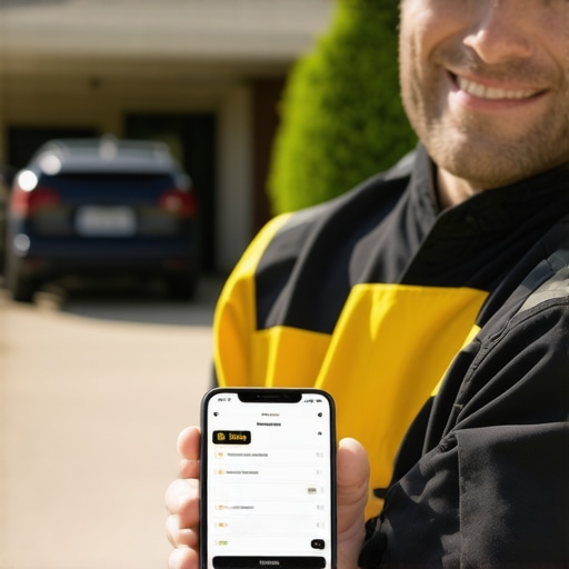 Contractor showing Google Maps local 3-pack ranking success on a smartphone to a client.