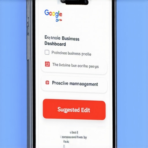 A smartphone displaying a Google Business Profile edit notification in a local SEO context.
