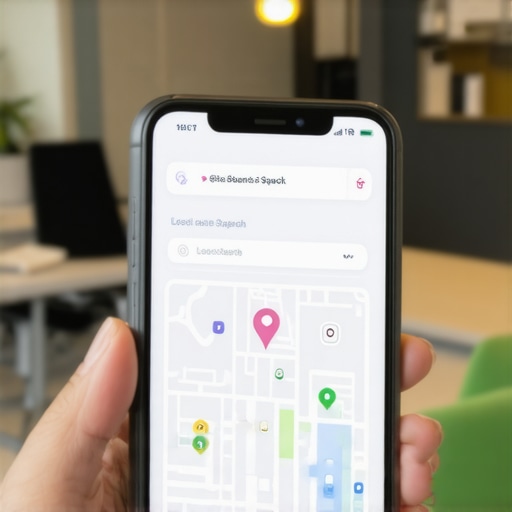 Smartphone showing a business ranking first in the Google Maps local pack.
