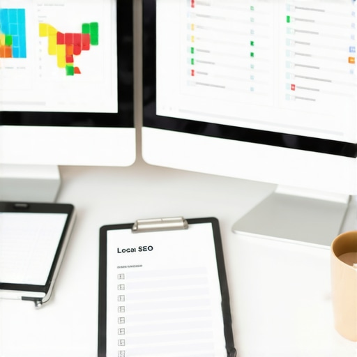 A digital marketer using tools to monitor local 3-pack rankings and business profile health.
