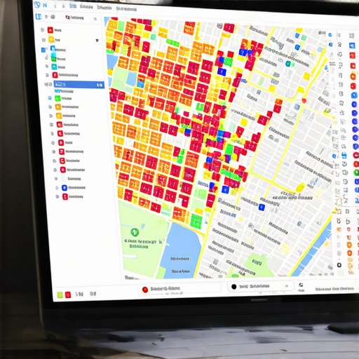 A heat map grid showing Google Maps 3-pack rankings across a metropolitan area.