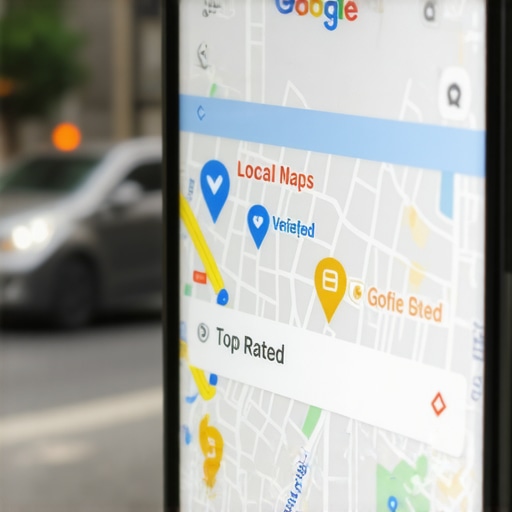 Optimized Google Maps 3-Pack Results Smartphone displaying a business ranking in the Google Maps local 3-pack