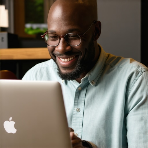 Optimizing Google Business Profile Description for Local SEO A business owner updating a local business description on a laptop to improve local map rankings.