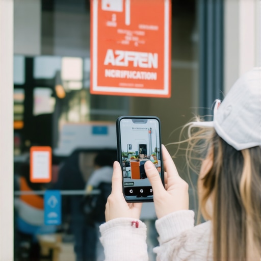 A business owner taking a photo of their storefront to improve local pack ranking and verify physical location.