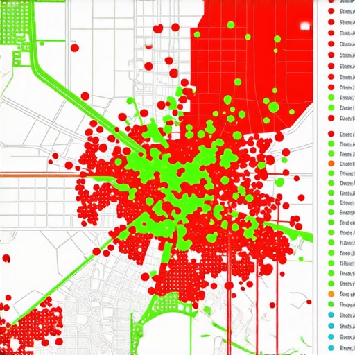 A grid-based tracking map showing 3-pack rankings across different city blocks.