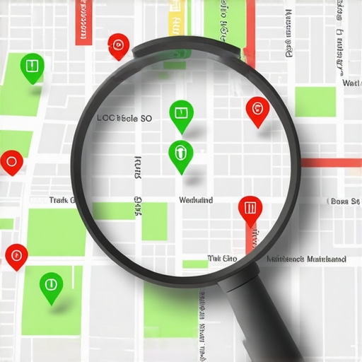 A digital 3D map grid showing local ranking positions across different geographic coordinates for business maintenance.
