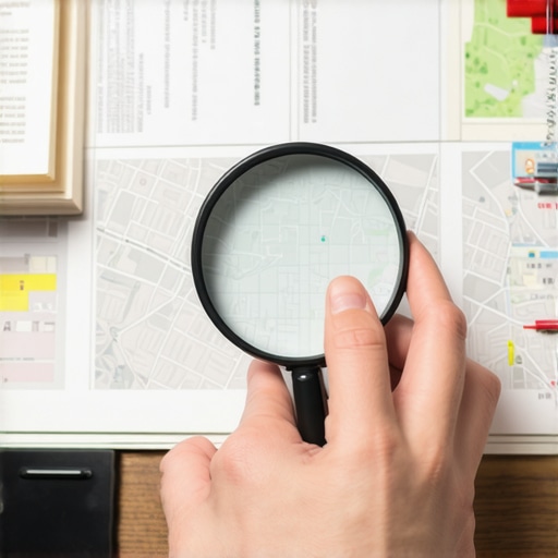 Precision in Local SEO Data Cleanup Hands cleaning a magnifying glass over maps and business listings to represent fixing citation errors for Google Maps visibility.