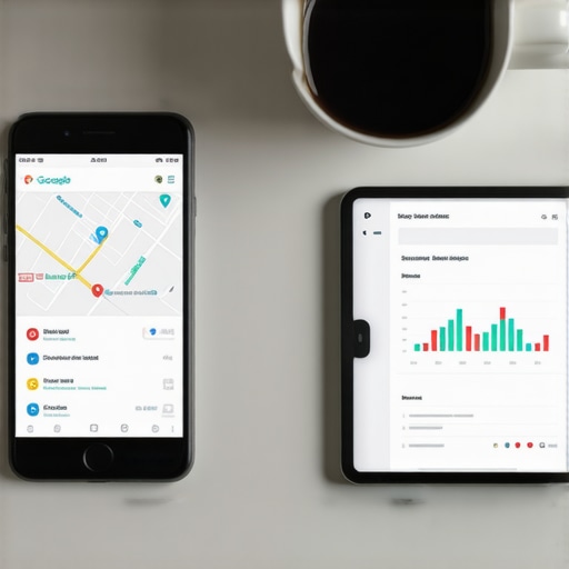 Professional Local SEO Maintenance Workflow A desktop setup featuring digital tools used for monitoring Google Maps 3-pack rankings.