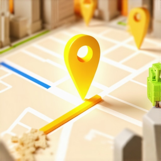 Isometric map showing high quality gold pins vs low quality grey pins for local SEO