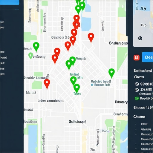 Real-time Local Pack Ranking Dashboard A dashboard displaying local search engine results and map pin performance across different neighborhoods.