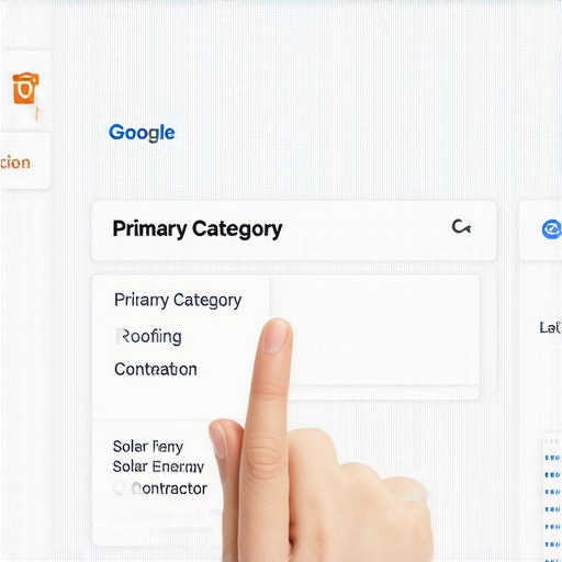 Google Business Profile category selection screen showing niche service options.