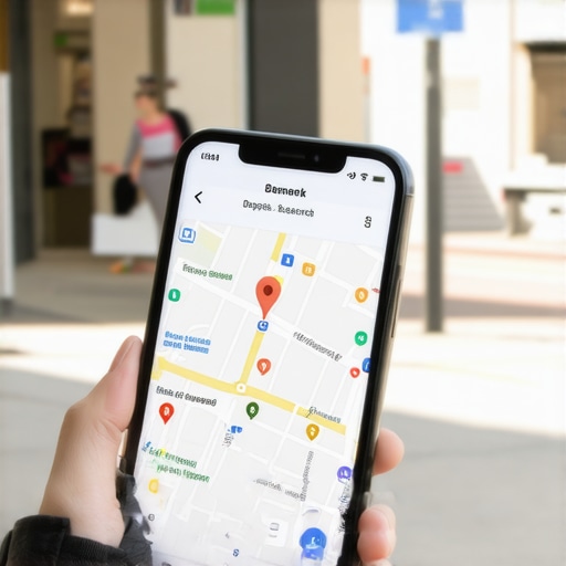 Close-up of Google Maps 3-pack search results on a phone in a local neighborhood