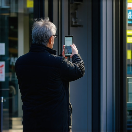A business owner capturing a storefront photo to improve local pack ranking