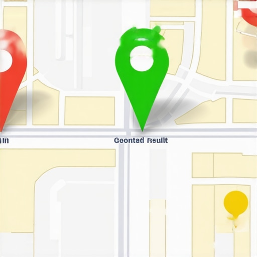 A visual map showing how business rankings change drastically based on searcher location.