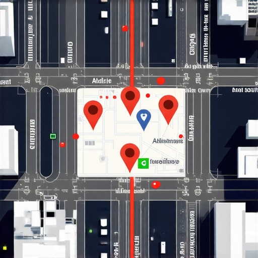 Map view showing multiple businesses at one address causing ranking interference