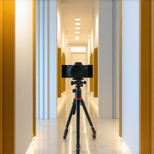Using Professional Equipment for 360 Degree Virtual Tours A 360-degree camera set up in a business lobby for Google Maps optimization