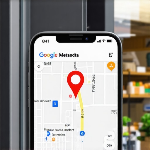 Smartphone showing Google Maps pin and metadata for local SEO verification