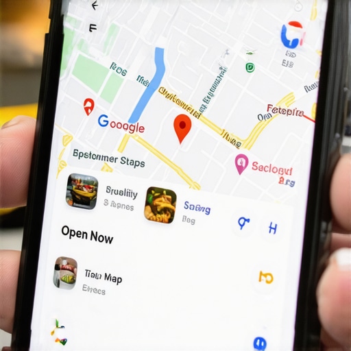 A smartphone showing a successful local pack ranking on Google Maps