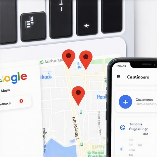 Close-up of Google Maps 3-pack results on a laptop and smartphone.