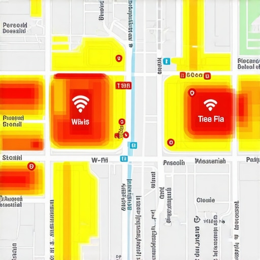 A 3D heat map showing digital signals around a local business storefront.