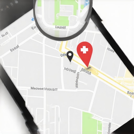A digital map showing local business listings in a 3-pack format.