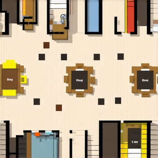 3D floor plan layout showing interior business sections for map verification