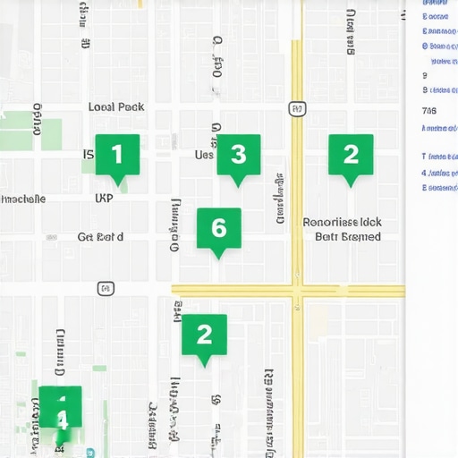 Map ranking grid showing successful local pack optimization results